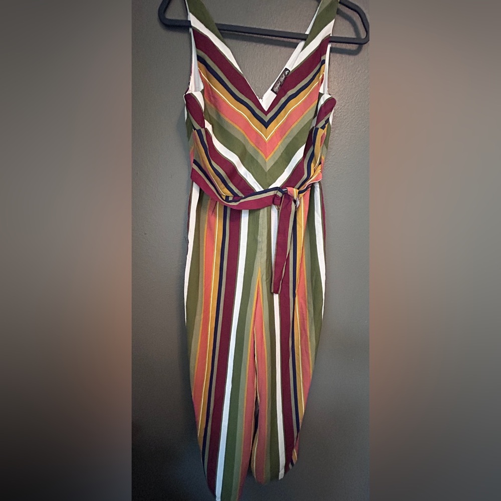 Striped Multicolor V-Neck Jumpsuit